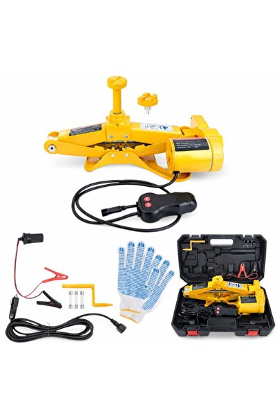 OEM Cric electric auto 3T, 40x15.5cm, înălțime de ridicare 12-42cm, cric tip foarfecă pentru schimbarea anvelopelor cu telecomandă, set complet cu accesorii, portabil în cutie.