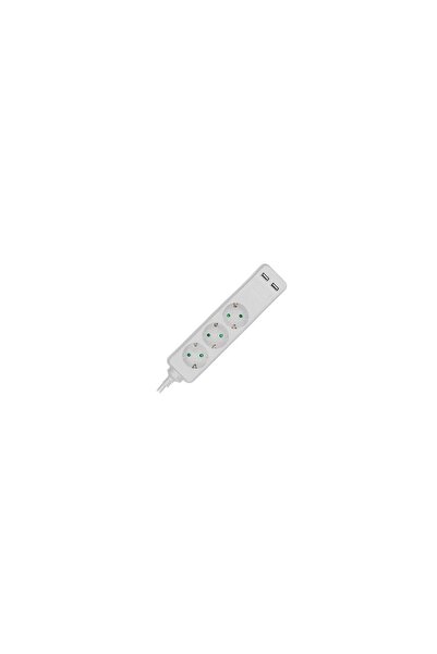 V-TAC Prelungitor 3 prize Schuko, 2xUSB, 16A, lungime 1.5 m, Alb