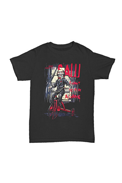 l'eivor The Saw I Want to Play a Game Printed Cotton Black Unisex T-Shirt