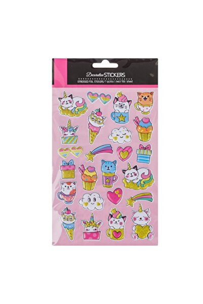 OEM Stickere decorative 3D - Pisici, Inimi și Nori cu Sclipici - 24 bucăți