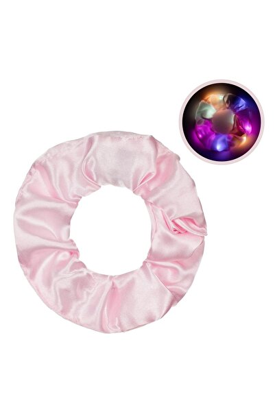 OEM Scrunchie din satin roz cu LED și 10 lumini colorate