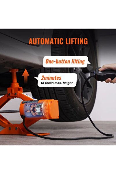 OEM Cric electric auto 3T, 40x15.5cm, înălțime de ridicare 12-42cm, cric tip foarfecă pentru schimbarea anvelopelor cu telecomandă, set complet cu accesorii, portabil în cutie.