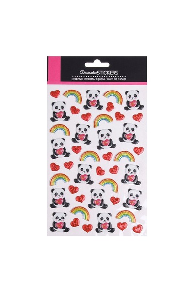 OEM Stickere 3D Panda Inimi Curcubeie - 44 bucăți
