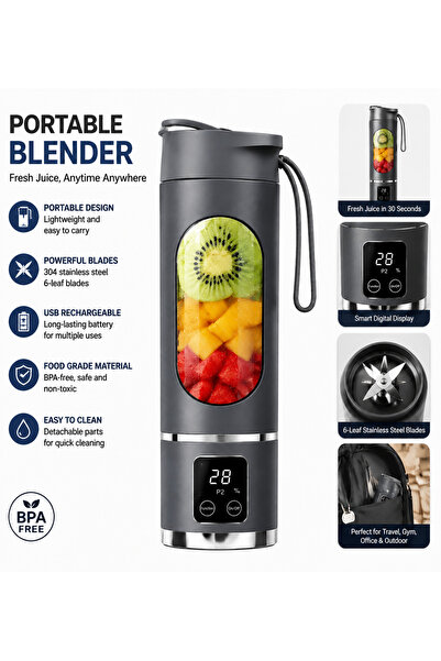 LEOXOL Portable Blender with Digital Display, Rechargeable Personal Smoothie ...