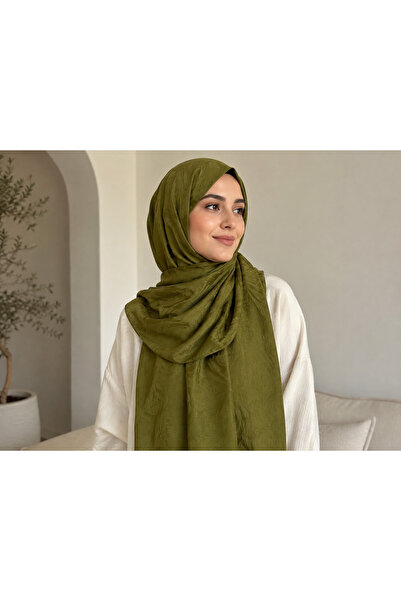 liva ipek 💚 Premium Glow Jakar Şal Dama Desen – Yağ Yeşili | İnce Hafif Parl...