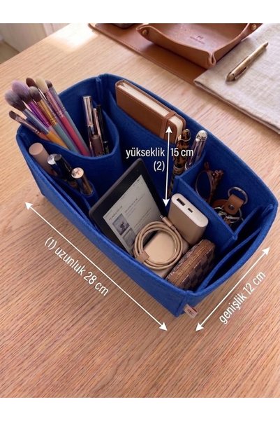 MARJİNAL W CLUB Kare Ic Cepli Canta Ici Organizer Cobalt Blue Color 28 X 15 X 12 Dimensions (Length X Height X Width)
