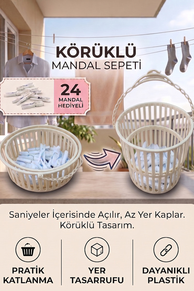 iselahome Καλάθι με μάνδαλα Plico Bellows, Πτυσσόμενο καλάθι με μάνδαλα για ρ...