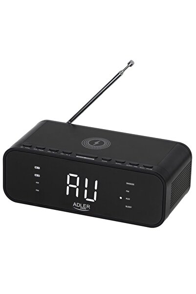 adler Radio FM cu ceas desteptator, Incarcator wireless, Bluetooth, AUX, USB,...