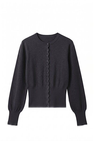 Havoş Cardigan negru cu mâneci lungi și detalii brodate