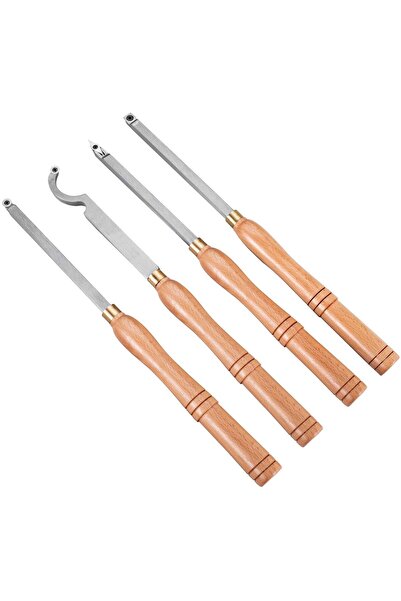 OMS Set 4 dalti pentru strunguri lemn, Otel HSS, maner lemn, carbura cu forma...