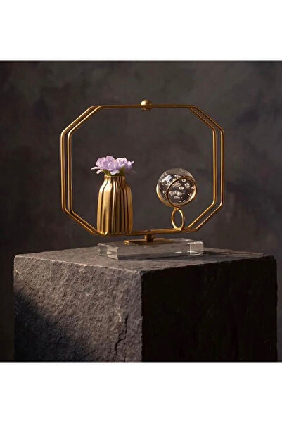 Fiyakalı Ürünler Atölyesi Dekoratif Vazo Gold - Modern Metal Vazo - Çiçek Vaz...