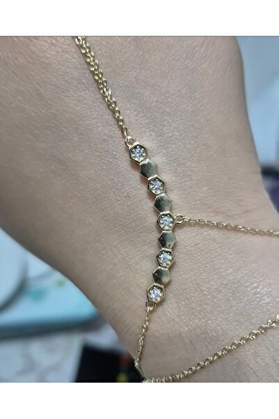 Nazellaa Honeycomb Steel Gold Plated Stone Shahmeran