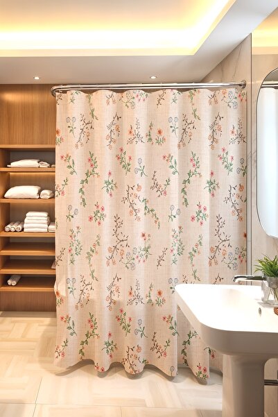 EVPANYA Antique-Style Floral Patterned Shower Curtain, Bathtub Curtain 175X200Cm