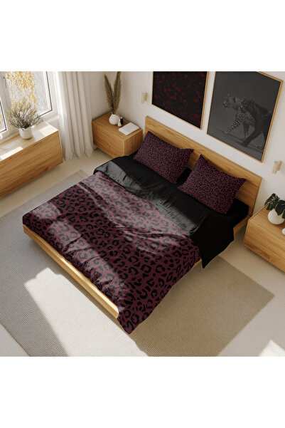 Luvis Store Dark Leopard - Leopard Patterned Double Hybrid Duvet Cover Set - ...