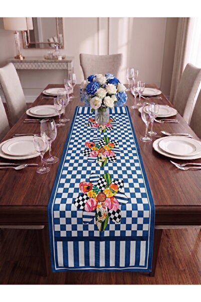 nunuteks evinizi renklendirin Dama Patterned Decorative Runner - 40X140 cm