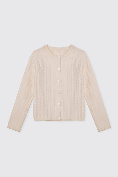 Panço Baby Girl Knitwear Ecru Cardigan