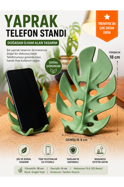 Yaprak Tasarımlı Dekoratif Telefon Standı