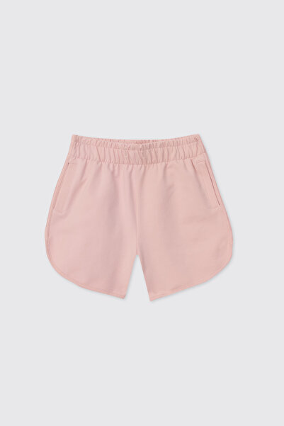 Panço Girl's Light Pink Shorts with Stripe Detail