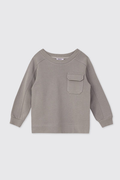 Panço Erkek Çocuk Bisiklet Yakalı Gri Sweatshirt