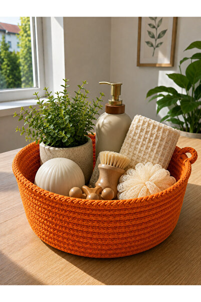 EGE ÖRGÜM Hand Knitted Decorative Basket – Multi-Purpose Stylish Organizer & ...