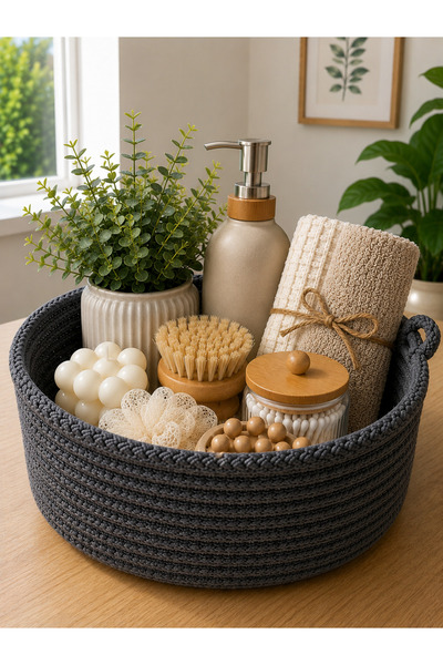 EGE ÖRGÜM Hand Knitted Decorative Basket – Multi-Purpose Stylish Organizer & ...