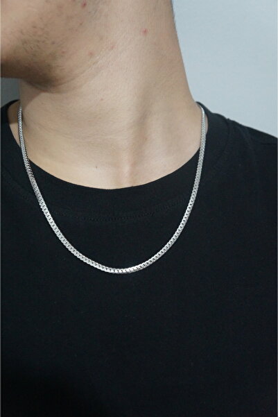 asd accessory Ezme Model Chain 3mm Thick Silver Color Model Unisex (Women/Men...