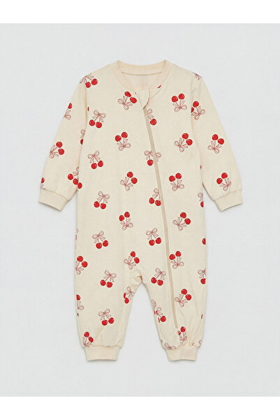LC Waikiki Beige Crew Neck Patterned Baby Girl Sleeping Bag
