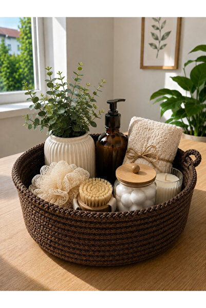EGE ÖRGÜM Hand Knitted Decorative Basket – Multi-Purpose Stylish Organizer & ...
