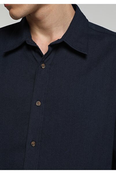 Colin's Regular Fit Shirt Neck Düz Erkek Lacivert Uzun Kol Gömlek