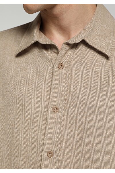 Colin's Regular Fit Shirt Neck Düz Erkek Bej Uzun Kol Gömlek