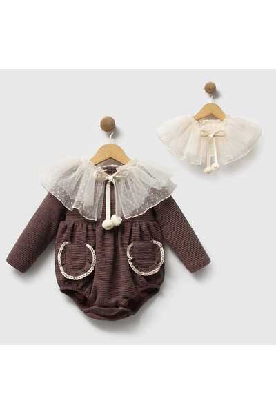 ministok Daphne Baby Girl Jumpsuit with Detachable Cape Collar