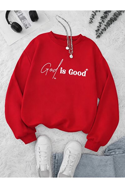 Trend Sizde Unisex Φούτερ με στάμπα "God Is Good" και λαιμόκοψη ποδηλάτου
