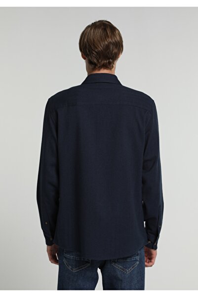 Colin's Regular Fit Shirt Neck Düz Erkek Lacivert Uzun Kol Gömlek