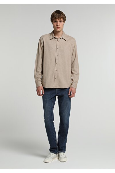 Colin's Regular Fit Shirt Neck Düz Erkek Bej Uzun Kol Gömlek