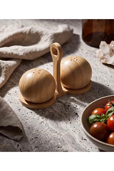Fiyakalı Ürünler Atölyesi Damla Bamboo Salt and Pepper Shakers - Seasoning Se...