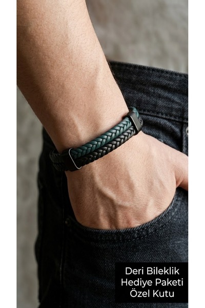 HER ŞEY NOTA www.herseynota.com Perrino Forest Black Leather Men's Bracelet -...