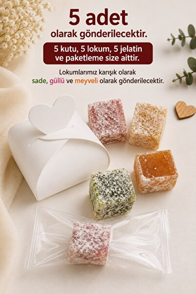 Emtory Home Beyaz Kalpli Kutulu Lokum Hediye - Mevlid Hediye - Hediyelik Taze...