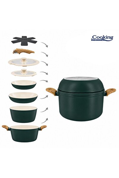 Heinner SET 8 PIESE DIN ALUMINIU FORJAT MARBELLA VERDE, COOKING BY