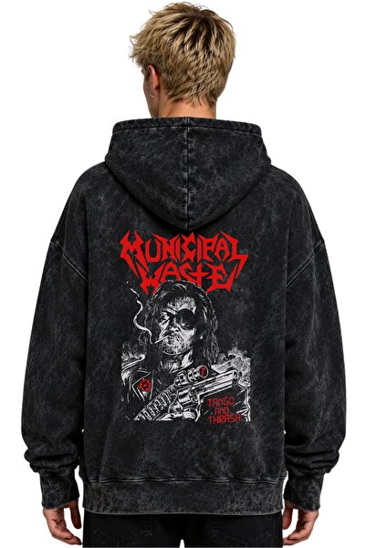 SEVBANO Hanorac cu glugă Municipal Waste Rock Metal Music Band, imprimat, uni...