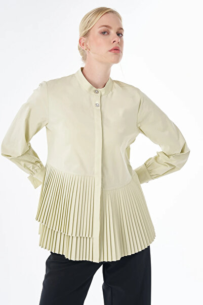 Kayra Pleated Cotton Tunic Green