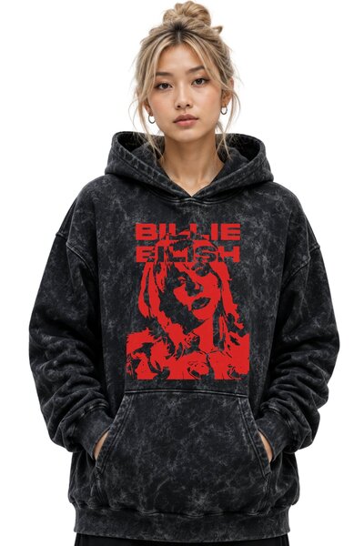SEVBANO Μπλούζα με κουκούλα Billie Eilish Singer με στάμπα, Unisex, Oversize,...