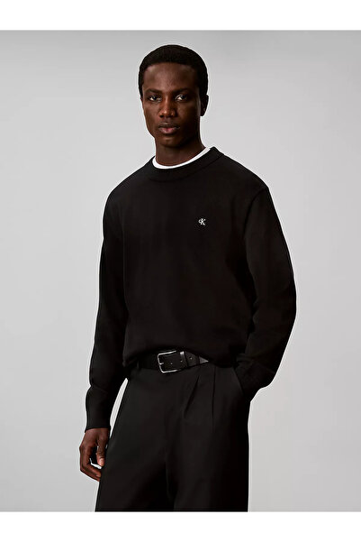 Calvin Klein Men's Regular Fit Crew Neck Long Sleeve Cotton Black Sweatshirt