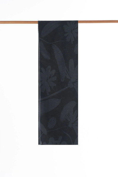 Kayra Floral Pattern Silk Shawl Black