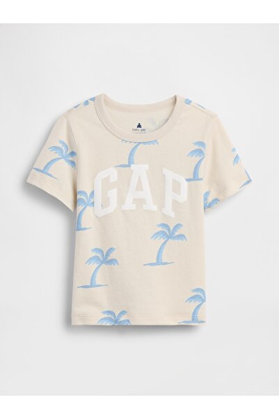 GAP Erkek Bebek Ekru Grafik Logo T-Shirt