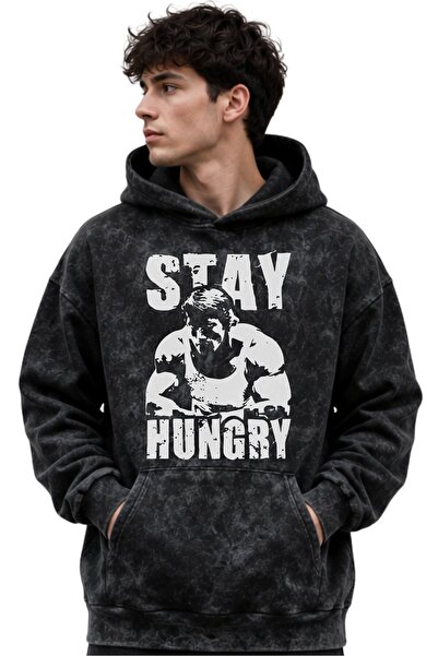 SEVBANO Hanorac cu glugă Arnold Stay Hungry Fitness Gym Bodybuilding, imprima...