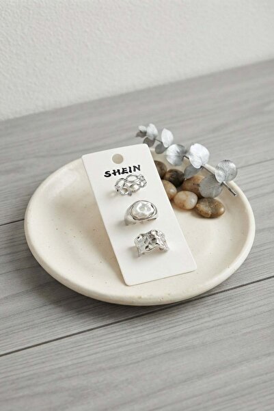 Inure Jewelry Silver Color Brass 3-Piece Vintage Women's Ring Combination Byk...