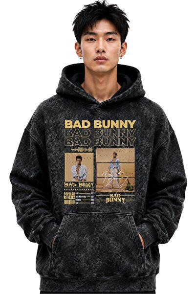 SEVBANO Μπλούζα με κουκούλα Bad Bunny Rapper Singer με στάμπα, Unisex, Oversi...