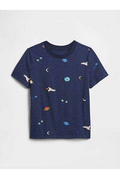 GAP Erkek Bebek Koyu Mavi Grafik Baskılı T-Shirt