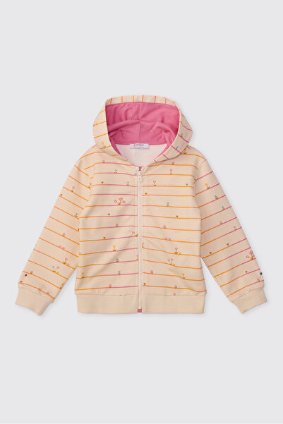 Panço Kız Bebek Fermuarlı Bej Sweatshirt