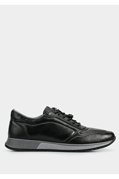 Provoq Black Leather Men's Sneakers
